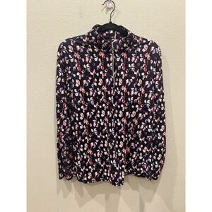 Adair Active Women's XL Red/White/Blue Leaf Print Golf Polo Long Sleeve 1/4 Zip